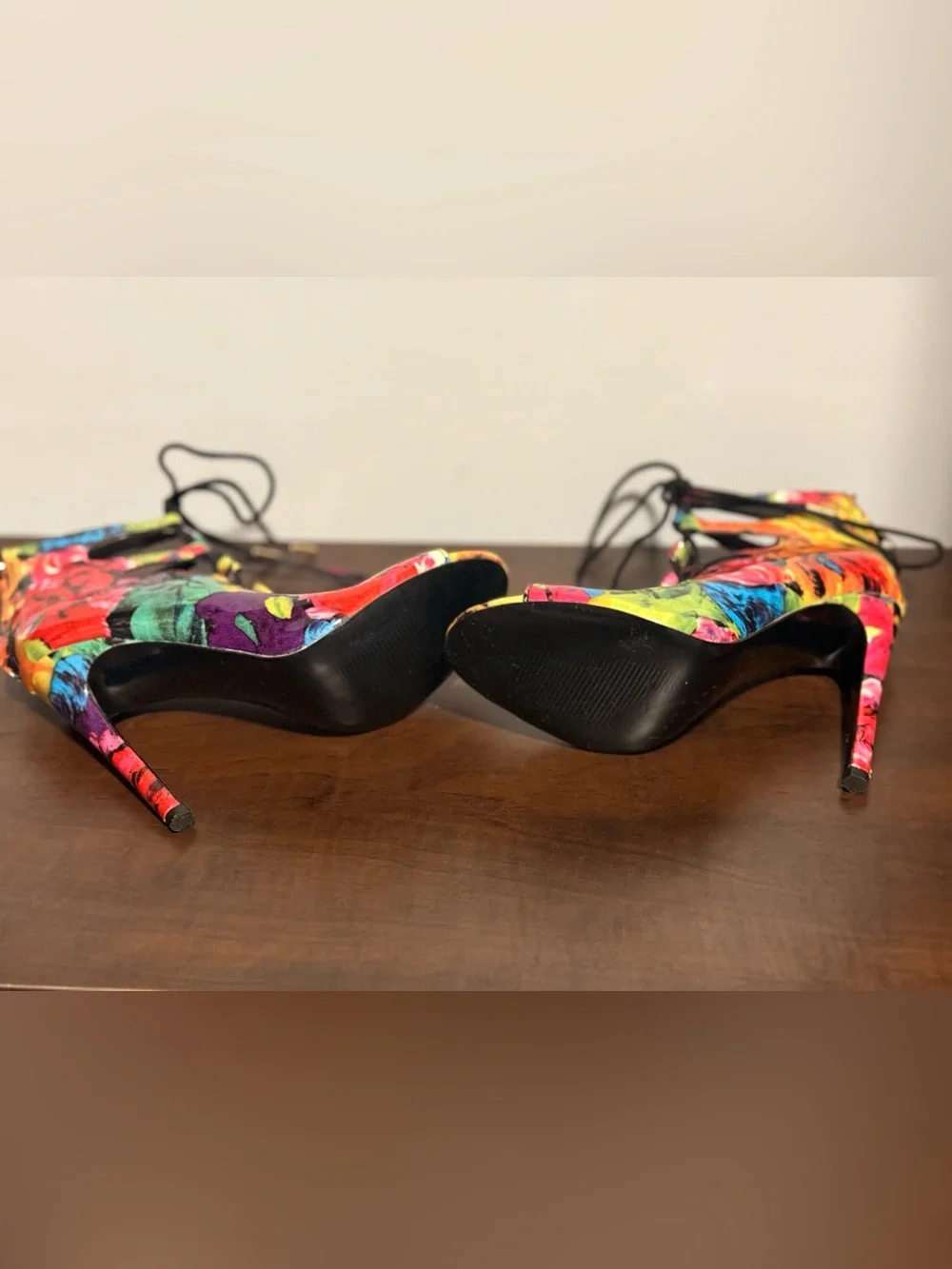 Steve Madden Multicolor Floral Lace-Up Stiletto Sandals